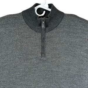 Tricots St Raphael Mens Quarter Zip Sweater Charcoal Grey Micro Pattern Large